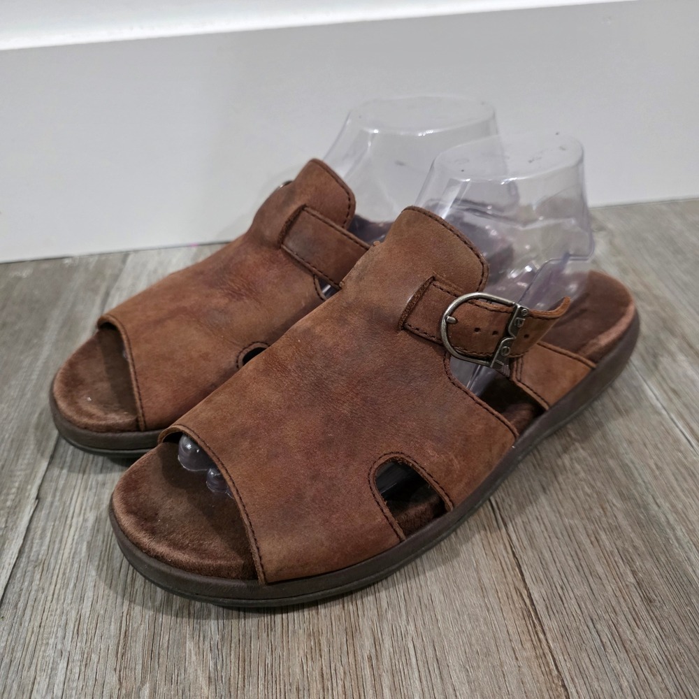 Teva Womens Leather Sandals Size 10 Brown Leather Slide Buckle Hiking Fisherman